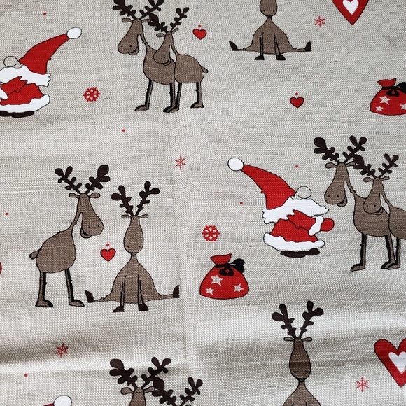 Burlap Santa and Reindeer Whimsical Table Runner - Picture 3 of 3